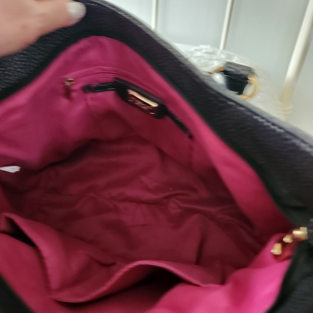 Michael Kors Black Pebbled Leather Satchel with Gold Hardware 22 Inch Straps - Picture 12 of 13